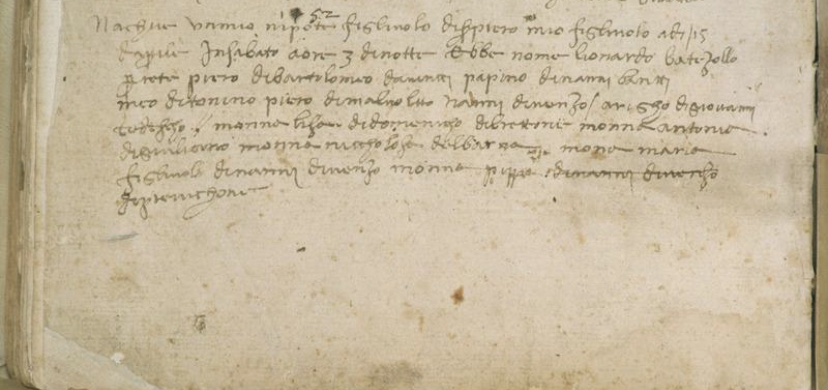 Baptism record of Leonardo Da Vinci